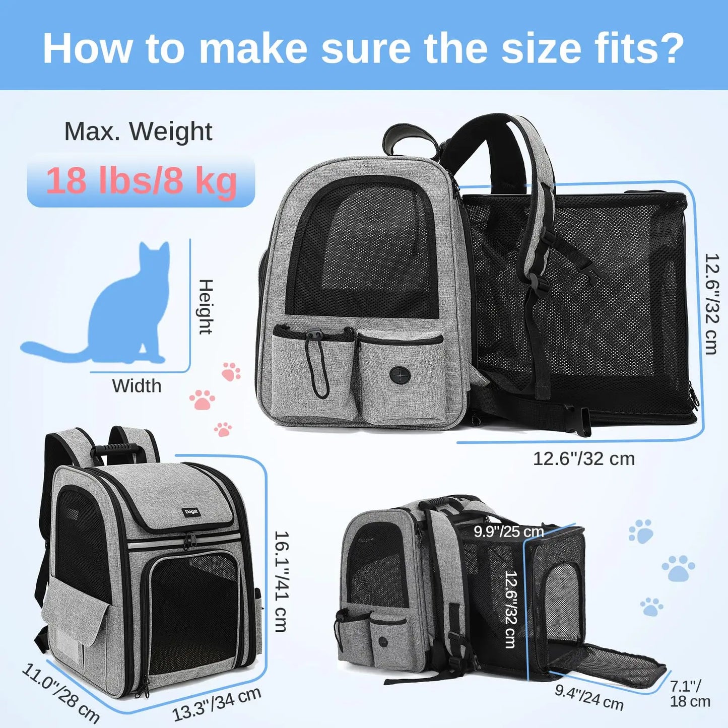 Dogat Pet Backpack Portable & Breathable
